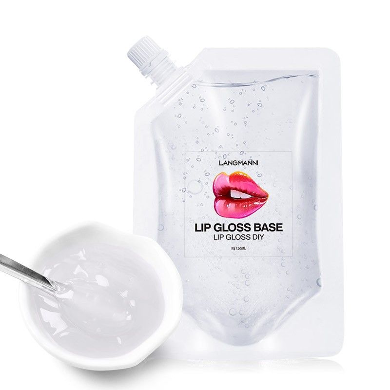 Langmanni Clear Lip Gloss Base Oil Non-Stick DIY Transparent Lipstick Raw Material Gel Lips Pump Makeup Cosmetics 50ml B2-552