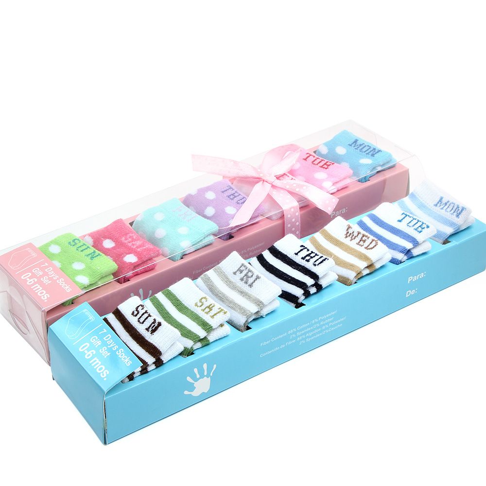 Baby boxed socks Weekly socks Spring and Summer baby socks gift box 7 pairs of baby socks