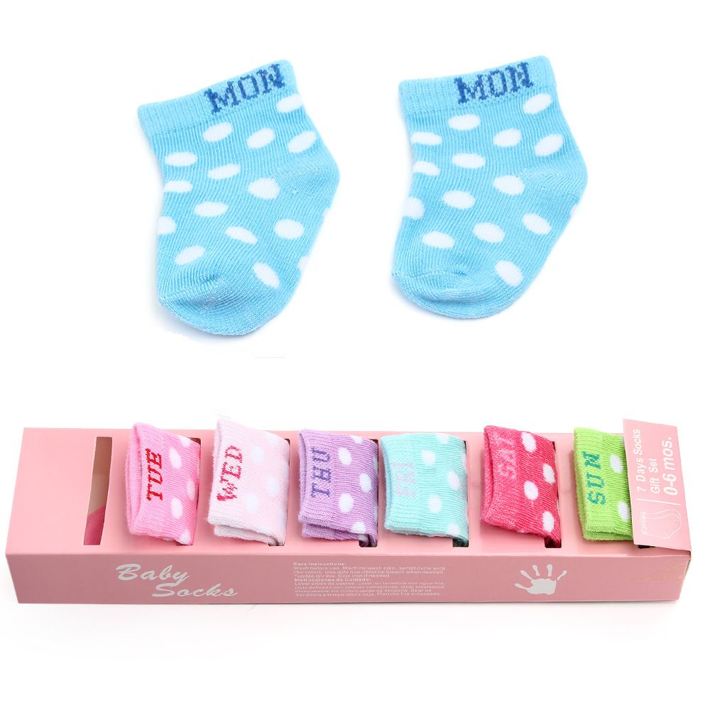 Baby boxed socks Weekly socks Spring and Summer baby socks gift box 7 pairs of baby socks