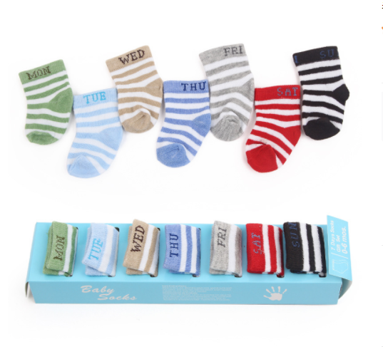 Baby boxed socks Weekly socks Spring and Summer baby socks gift box 7 pairs of baby socks