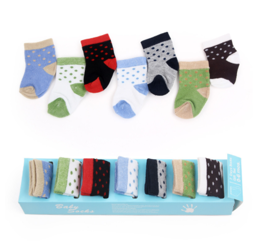 Baby boxed socks Weekly socks Spring and Summer baby socks gift box 7 pairs of baby socks