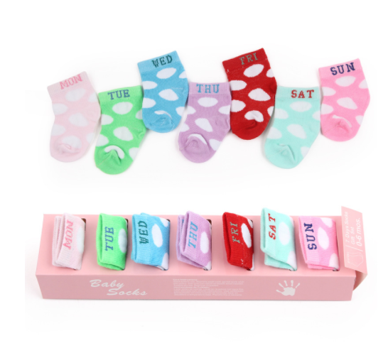 Baby boxed socks Weekly socks Spring and Summer baby socks gift box 7 pairs of baby socks