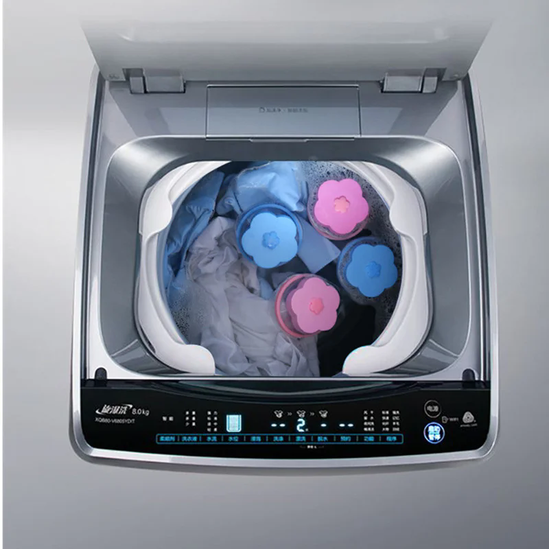 1pc Washing machine hair remover decontamination filter sponge flower shape net bag cleaning hair filterE-753