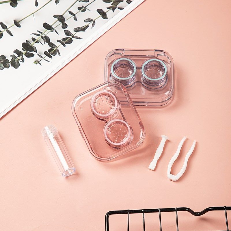1pc Contact Lens Case, Minimalistic Pure Colour Eye Lenses Container,  Contact Lens Container Soak Storage Kit For Travel & Home