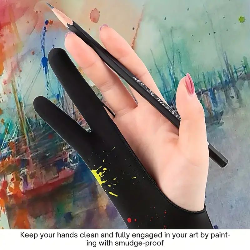 Anti-fouling Two-Fingers Anti-touch Painting Glove For Drawing Tablet Right And Left Glove Anti-Fouling For IPad Screen Board E-430
