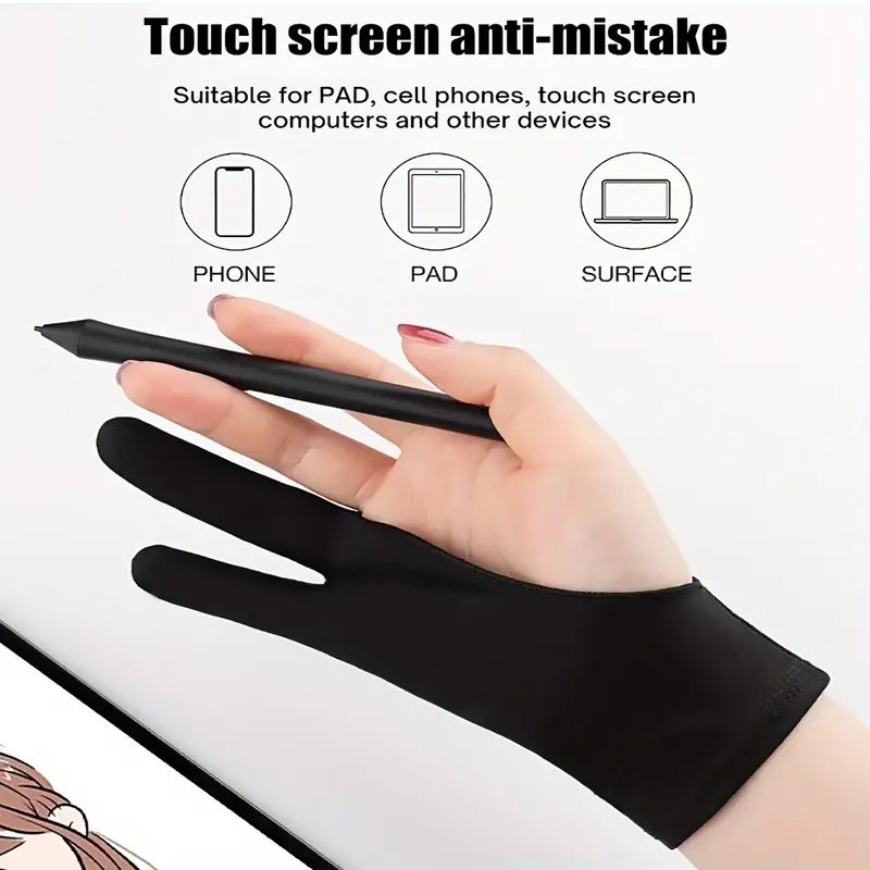 Anti-fouling Two-Fingers Anti-touch Painting Glove For Drawing Tablet Right And Left Glove Anti-Fouling For IPad Screen Board E-430