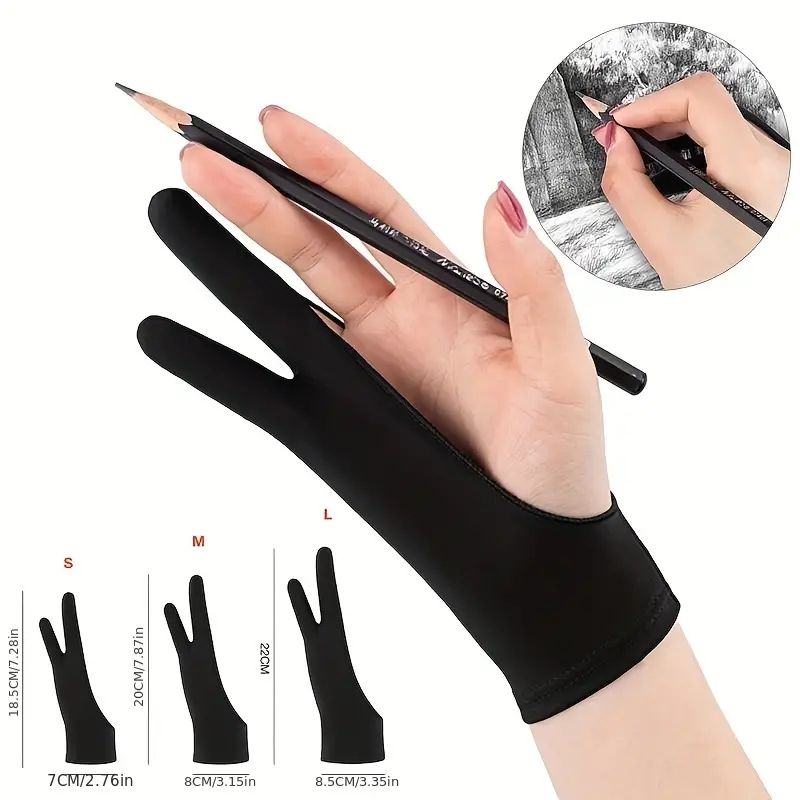 Anti-fouling Two-Fingers Anti-touch Painting Glove For Drawing Tablet Right And Left Glove Anti-Fouling For IPad Screen Board E-430