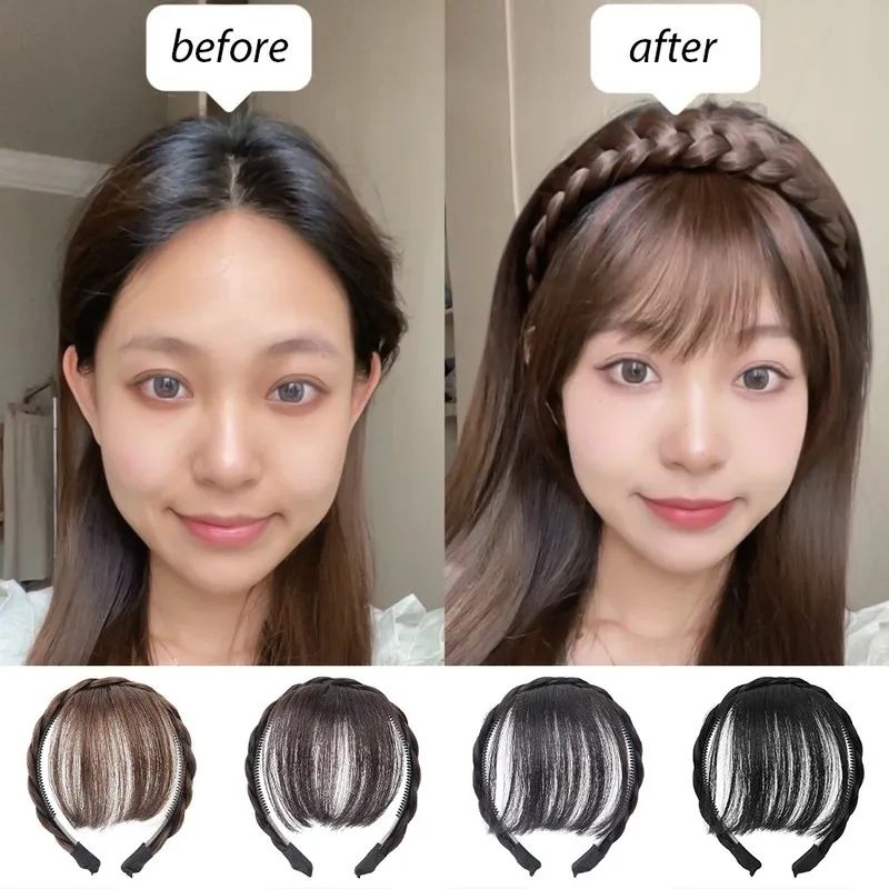 Fake Hair Headband Fringe Wig Bangs Hairband Hair Extension Women Girls Clips In Hair Extension Hair Accessories Hairpiece Clips C-411-1