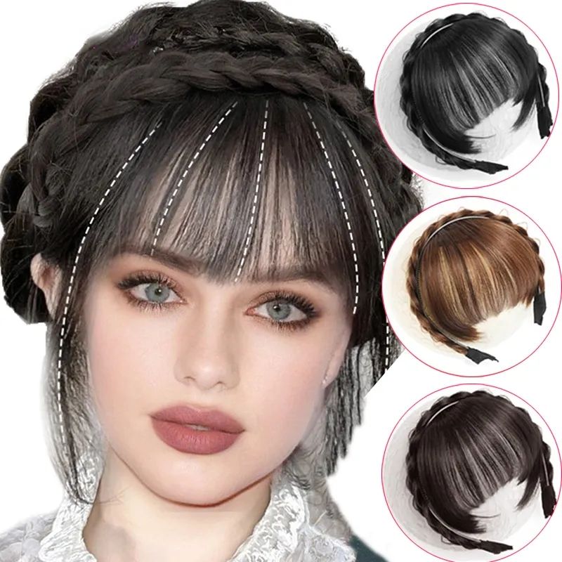 Fake Hair Headband Fringe Wig Bangs Hairband Hair Extension Women Girls Clips In Hair Extension Hair Accessories Hairpiece Clips C-411-1