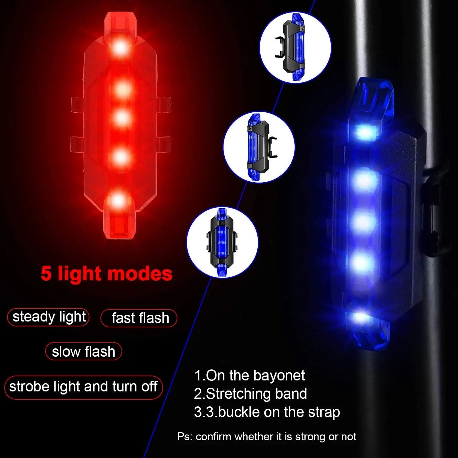 1PC Bicycle Taillight Rechargeable Rear light Bicycle LED USB Tail Safety Warning Bicycle light waterproof Light For Cycling Bicycle E-577