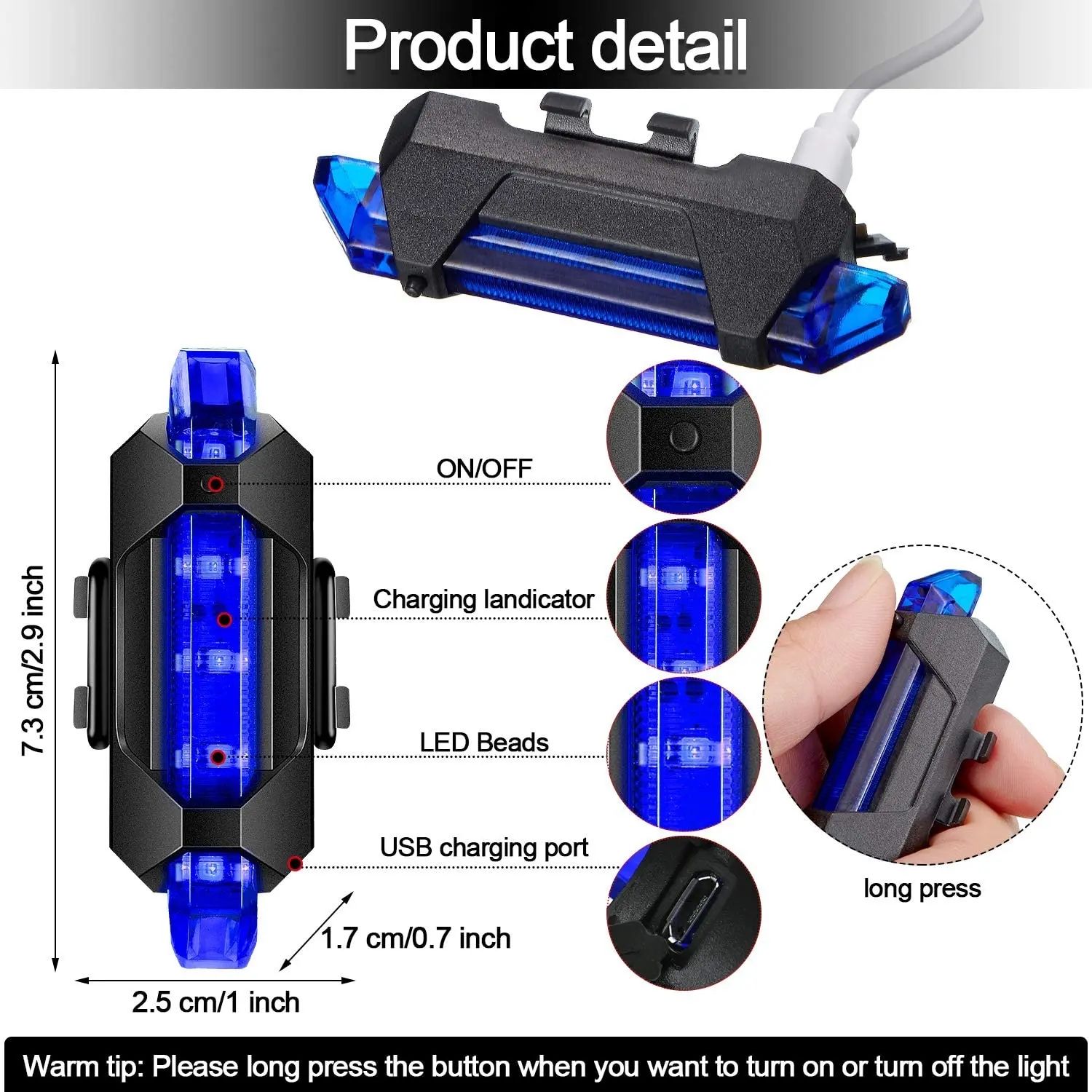 1PC Bicycle Taillight Rechargeable Rear light Bicycle LED USB Tail Safety Warning Bicycle light waterproof Light For Cycling Bicycle E-577