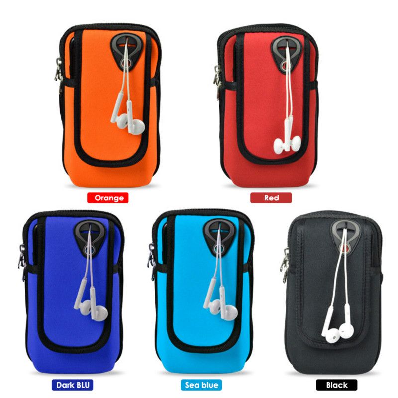 Sport Armband Running Flip Bag Case for iPhone Samsung Universal Smartphone Mobile Phone Earphone Holes Keys Arm Bags Pouch O-5-6
