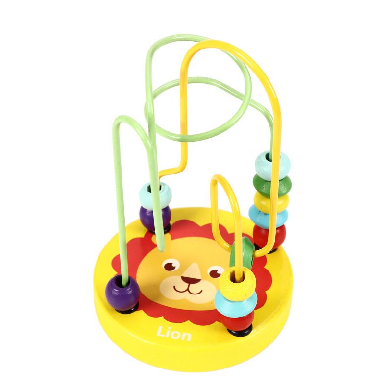 Baby Montessori Educational Math Toy Wooden mini Circles Bead Wire Maze Roller Coaster Abacus Puzzle toys For Kids Boy Girl Gift