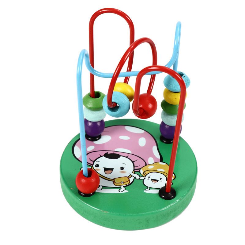 Baby Montessori Educational Math Toy Wooden mini Circles Bead Wire Maze Roller Coaster Abacus Puzzle toys For Kids Boy Girl Gift