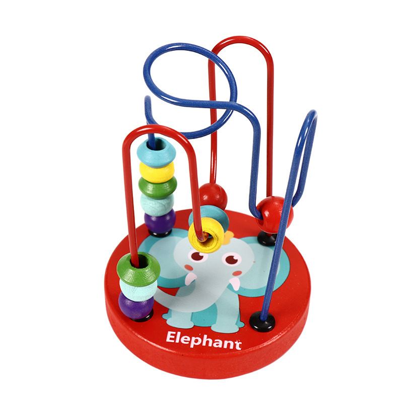 Baby Montessori Educational Math Toy Wooden mini Circles Bead Wire Maze Roller Coaster Abacus Puzzle toys For Kids Boy Girl Gift