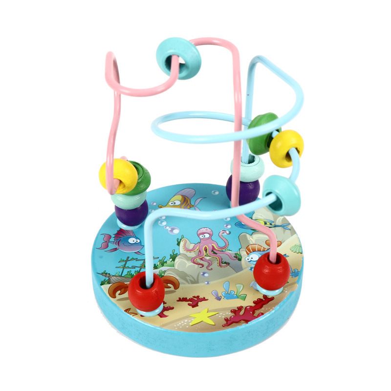 Baby Montessori Educational Math Toy Wooden mini Circles Bead Wire Maze Roller Coaster Abacus Puzzle toys For Kids Boy Girl Gift