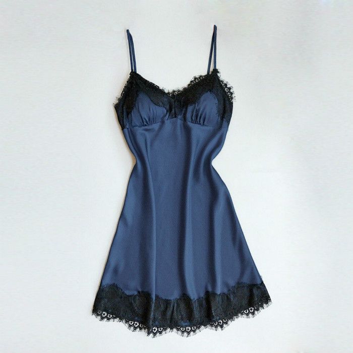 Europe home fun pajamas female temptation to sling sexy V-neck lace nightgown multi-color optional sexy lingerieFZ-237