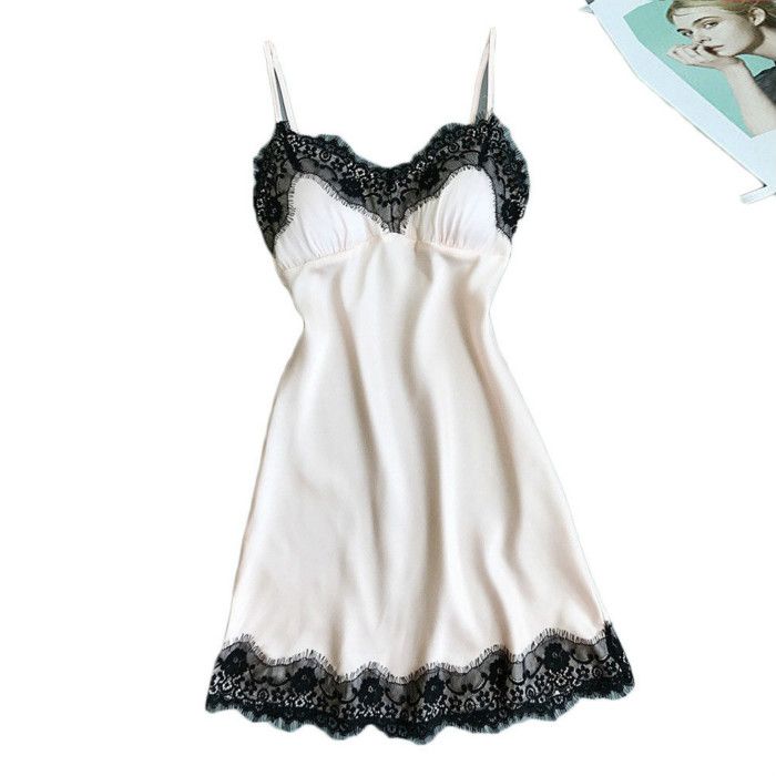 Europe home fun pajamas female temptation to sling sexy V-neck lace nightgown multi-color optional sexy lingerieFZ-237