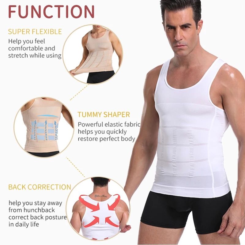 Men's Slimming Body Shapewear Corset Vest Shirt Compression Abdomen Tummy Belly Control Slim Waist Cincher Underwear FZ--85
