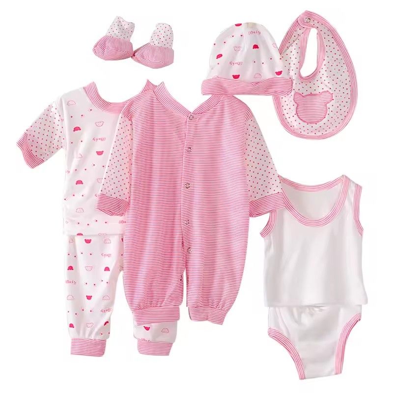 8Piece/0-3Months/Spring Autumn Newborn Baby Tracksuit 100% Cotton Kids Clothes Suit Unisex Infant Boys Girls Clothing Set BC1002 M-72