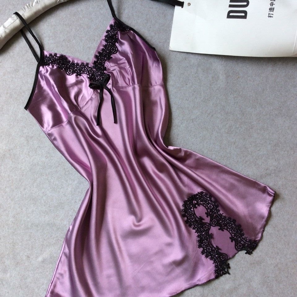 2021 Female Satin Nightgown Lady Sexy Spaghetti Strap Night Dress Women Nighties Sleeveless Sleepwear Bridesmaid Dress & FZ-361