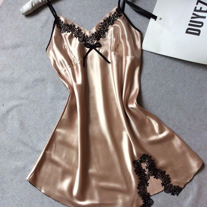 2021 Female Satin Nightgown Lady Sexy Spaghetti Strap Night Dress Women Nighties Sleeveless Sleepwear Bridesmaid Dress & FZ-361