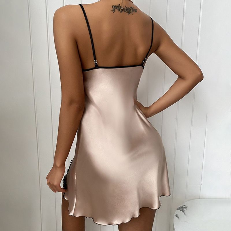 2021 Female Satin Nightgown Lady Sexy Spaghetti Strap Night Dress Women Nighties Sleeveless Sleepwear Bridesmaid Dress & FZ-361