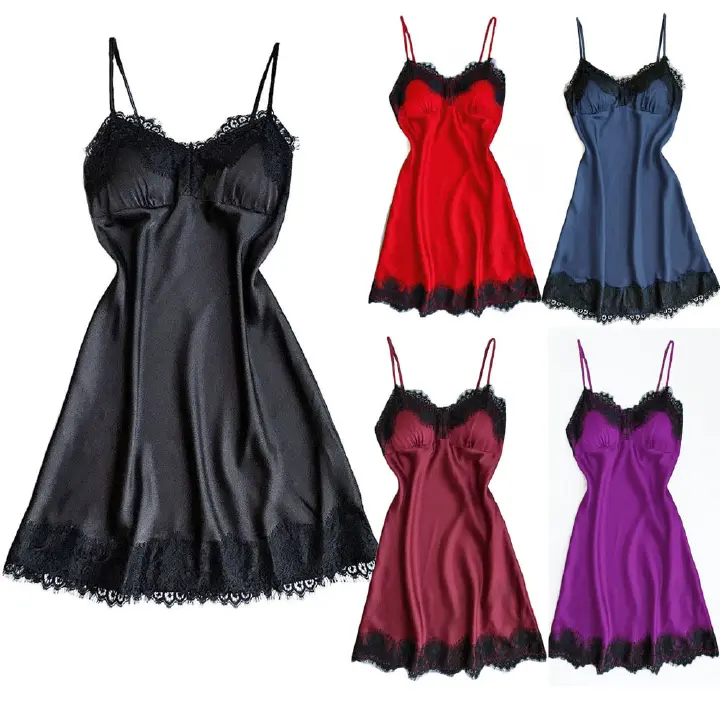 Europe home fun pajamas female temptation to sling sexy V-neck lace nightgown multi-color optional sexy lingerieFZ-237