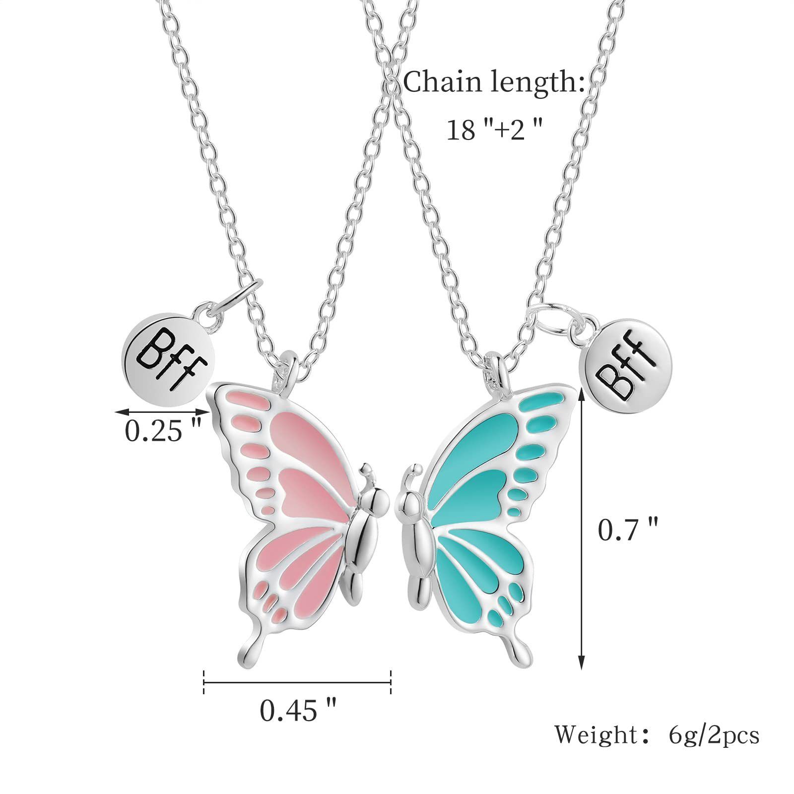 1 set Best Friend Butterfly Necklaces BFF Friendship Necklace for 2 Girls Lover Couple Necklace Long Distance Birthday Gifts A-1787