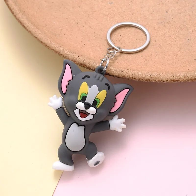 Cute cat and mouse keychain cartoon key accessories animal resin doll bag pendant trend men and women jewelry gifts C-375
