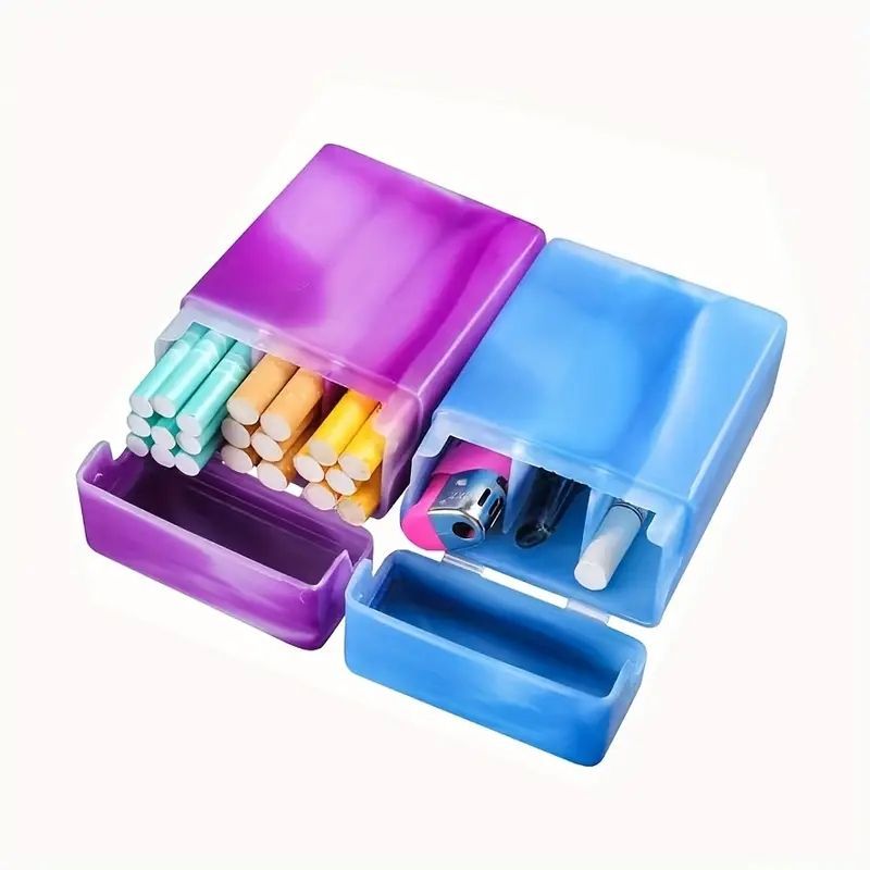 1pc, Creative Divided Cigarette Box, Men's Portable Multi-functional Storage Box, Lighter Box, Men's Plastic Flip Cigarette Box,