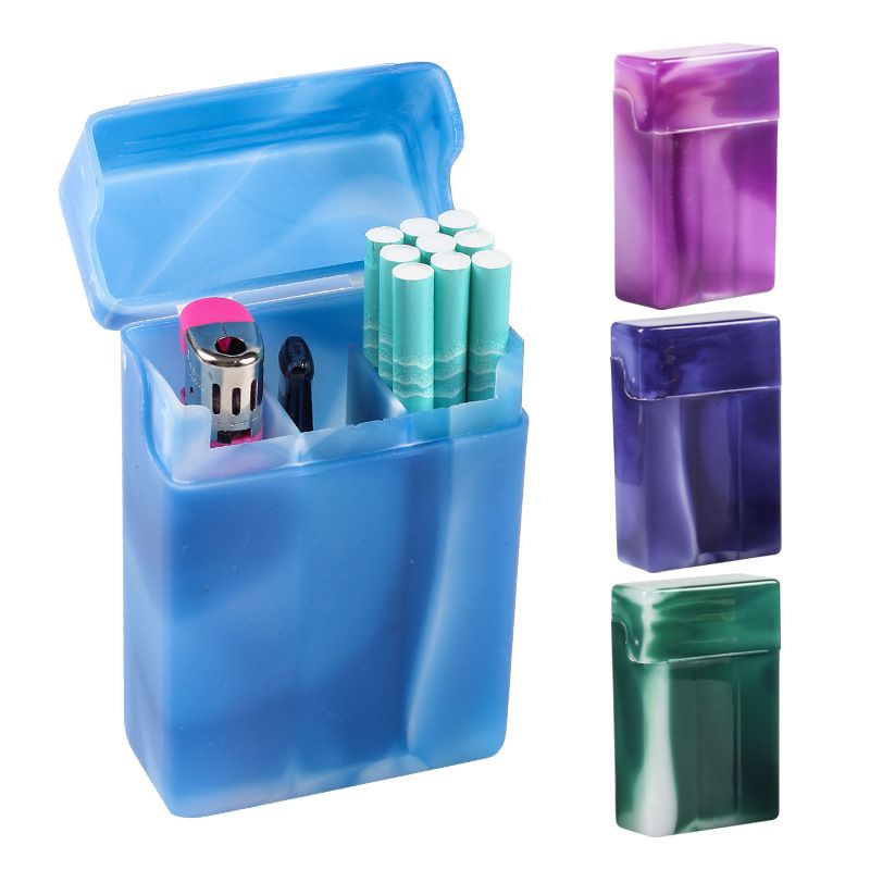 1pc, Creative Divided Cigarette Box, Men's Portable Multi-functional Storage Box, Lighter Box, Men's Plastic Flip Cigarette Box,