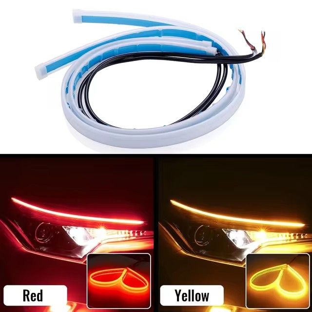 1PC Scan 12V LED DRL Car Daytime Running Light Flexible Strip Auto Headlights White Turn Signal Yellow Brake Flow Lights C-217