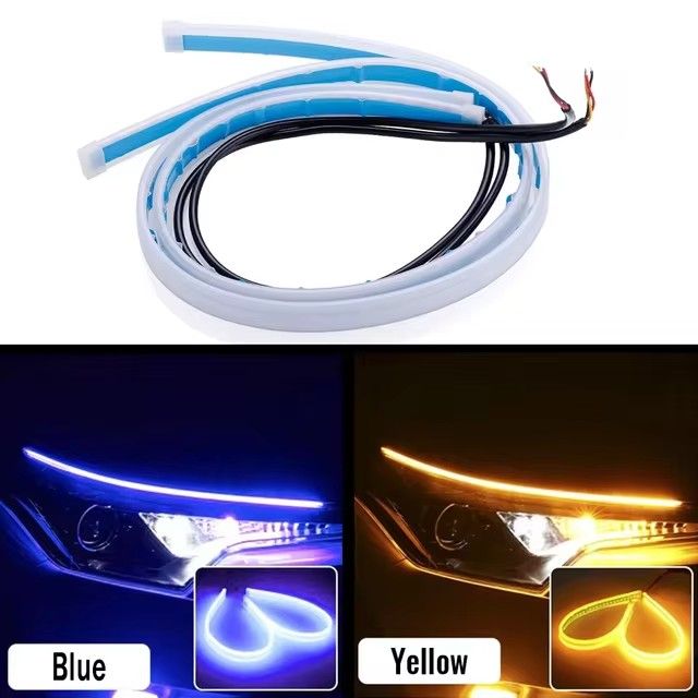 1PC Scan 12V LED DRL Car Daytime Running Light Flexible Strip Auto Headlights White Turn Signal Yellow Brake Flow Lights C-217
