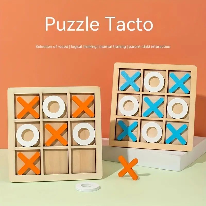 Children's Wooden Board XO Chess Board Toy Kids Brain Training Games Baby Early Education Leisure Board Games Building Block Toy