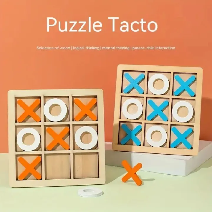 Children's Wooden Board XO Chess Board Toy Kids Brain Training Games Baby Early Education Leisure Board Games Building Block Toy