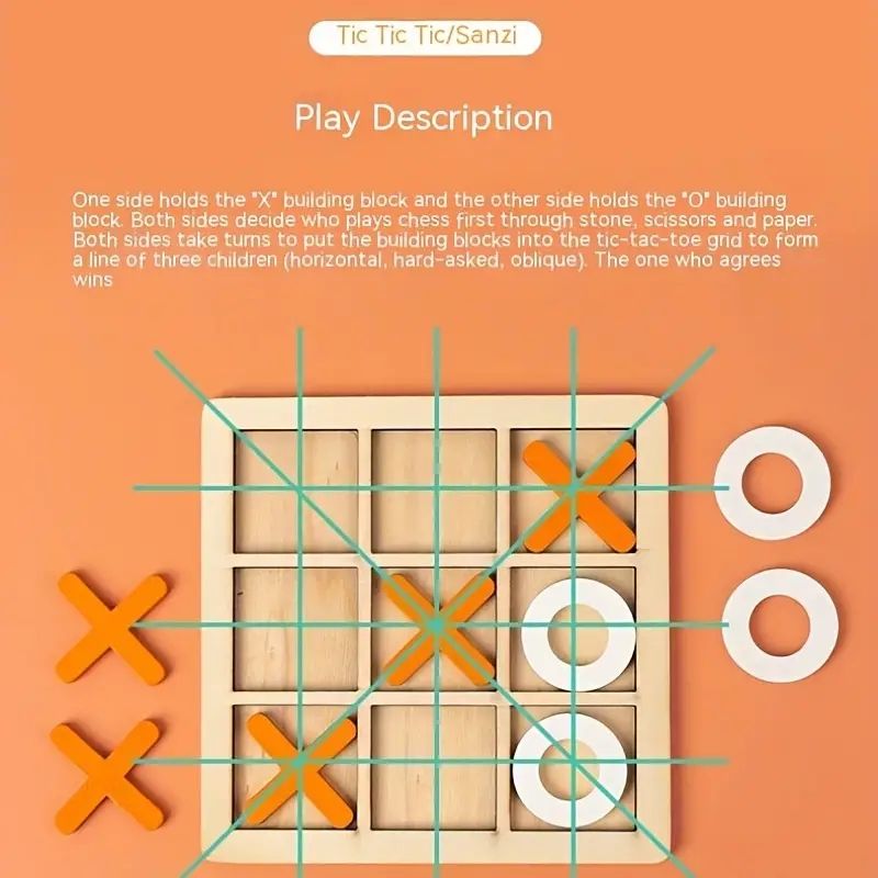 Children's Wooden Board XO Chess Board Toy Kids Brain Training Games Baby Early Education Leisure Board Games Building Block Toy