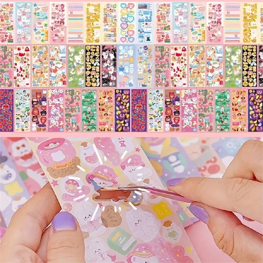 100pcs Laser Sticker Set, Original Design, Journaling & Scrapbooking DIY Paper Material Waterproof Decals, Assorted Cute Gukka  C-555