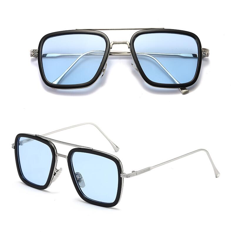 Retro Vintage Designer Steam Punk Pilot Sunglasses Iron Man 3 TONY Stark Sun Glasses Men Gothic Rossi Coating &  FZ-377
