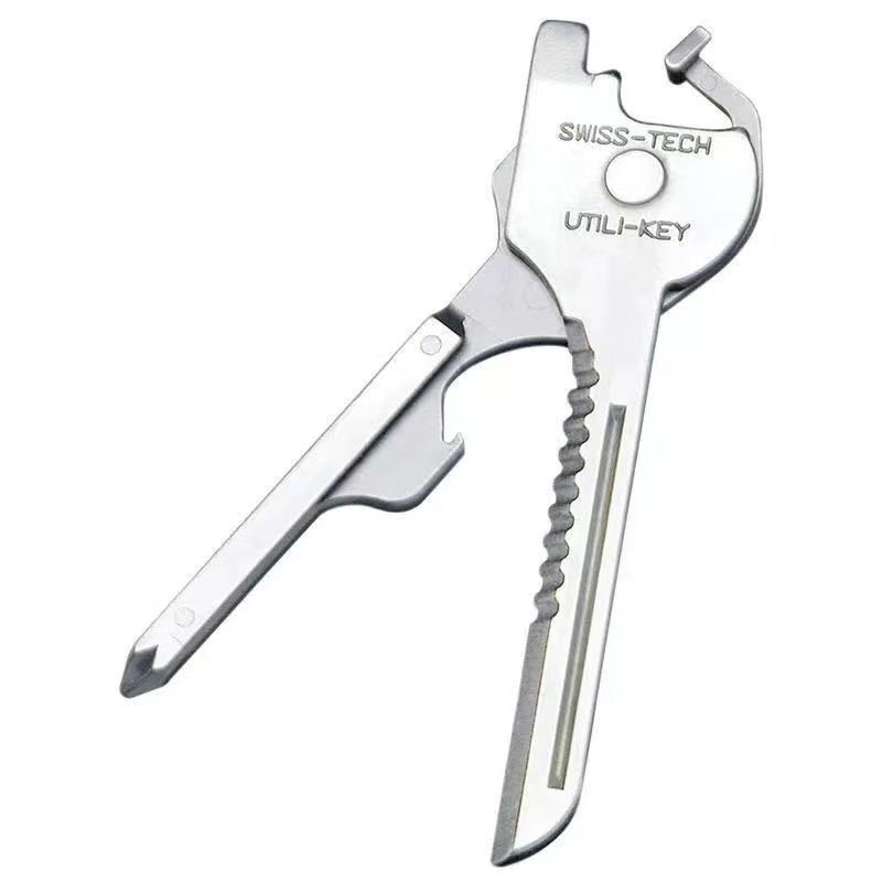 1pc Edc Multi Tool 6 In 1 Stainless Steel Utili-key Key Ring Chain Pendant Pocket Cutter Mini Knife Unboxing Knife Screwdriver C-314