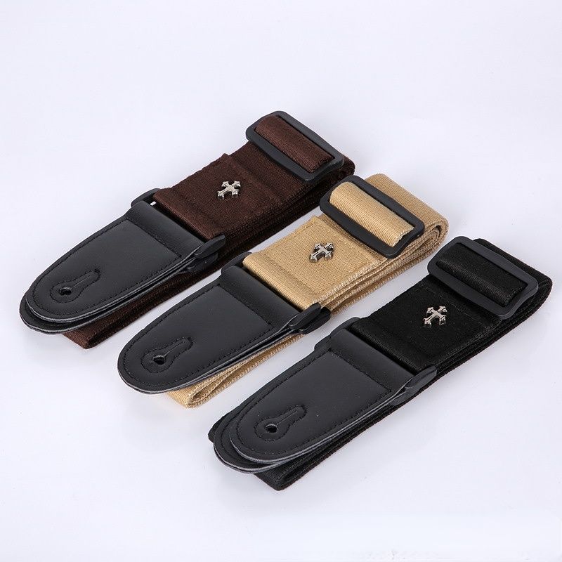 Electric Guitar Strap Acoustic Folk Guitarra Belt Straps Vintage Cross Personality Guitar Straps Pick Pocket Guitar Accessories C-316