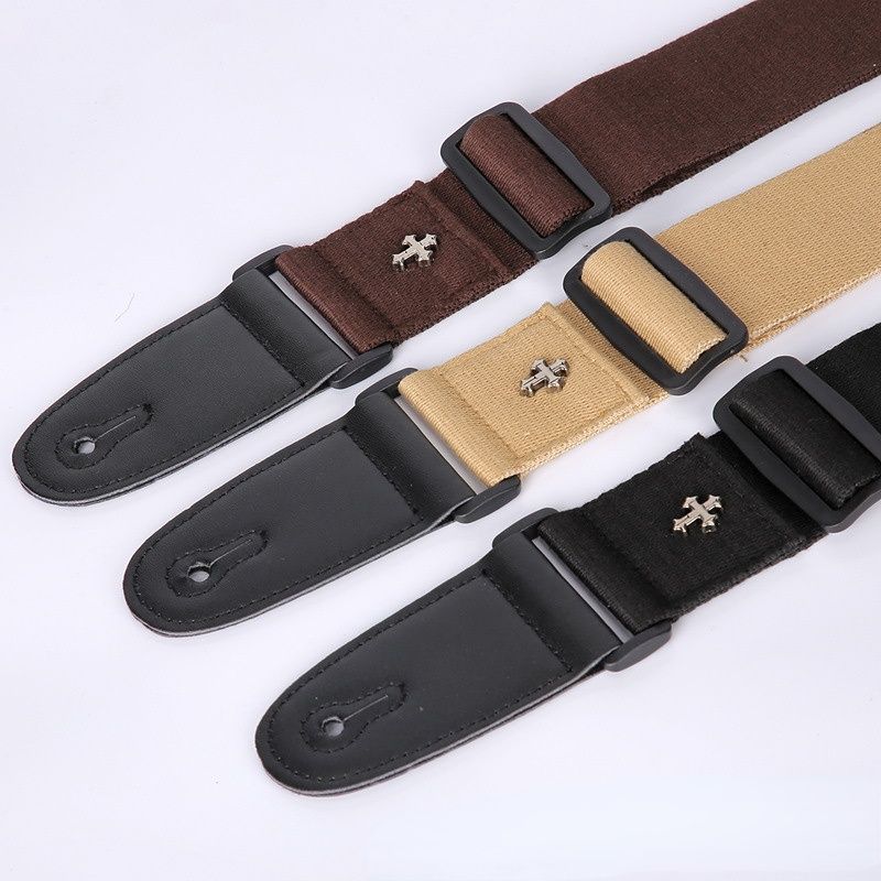 Electric Guitar Strap Acoustic Folk Guitarra Belt Straps Vintage Cross Personality Guitar Straps Pick Pocket Guitar Accessories C-316