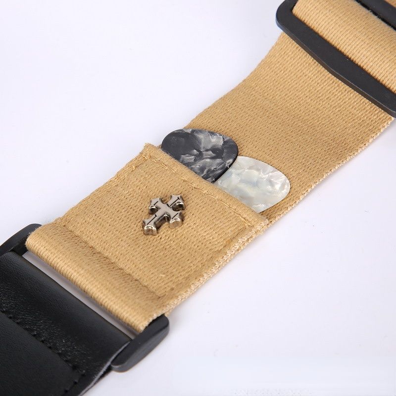 Electric Guitar Strap Acoustic Folk Guitarra Belt Straps Vintage Cross Personality Guitar Straps Pick Pocket Guitar Accessories C-316