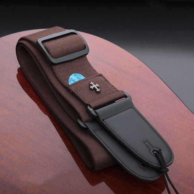 Electric Guitar Strap Acoustic Folk Guitarra Belt Straps Vintage Cross Personality Guitar Straps Pick Pocket Guitar Accessories C-316