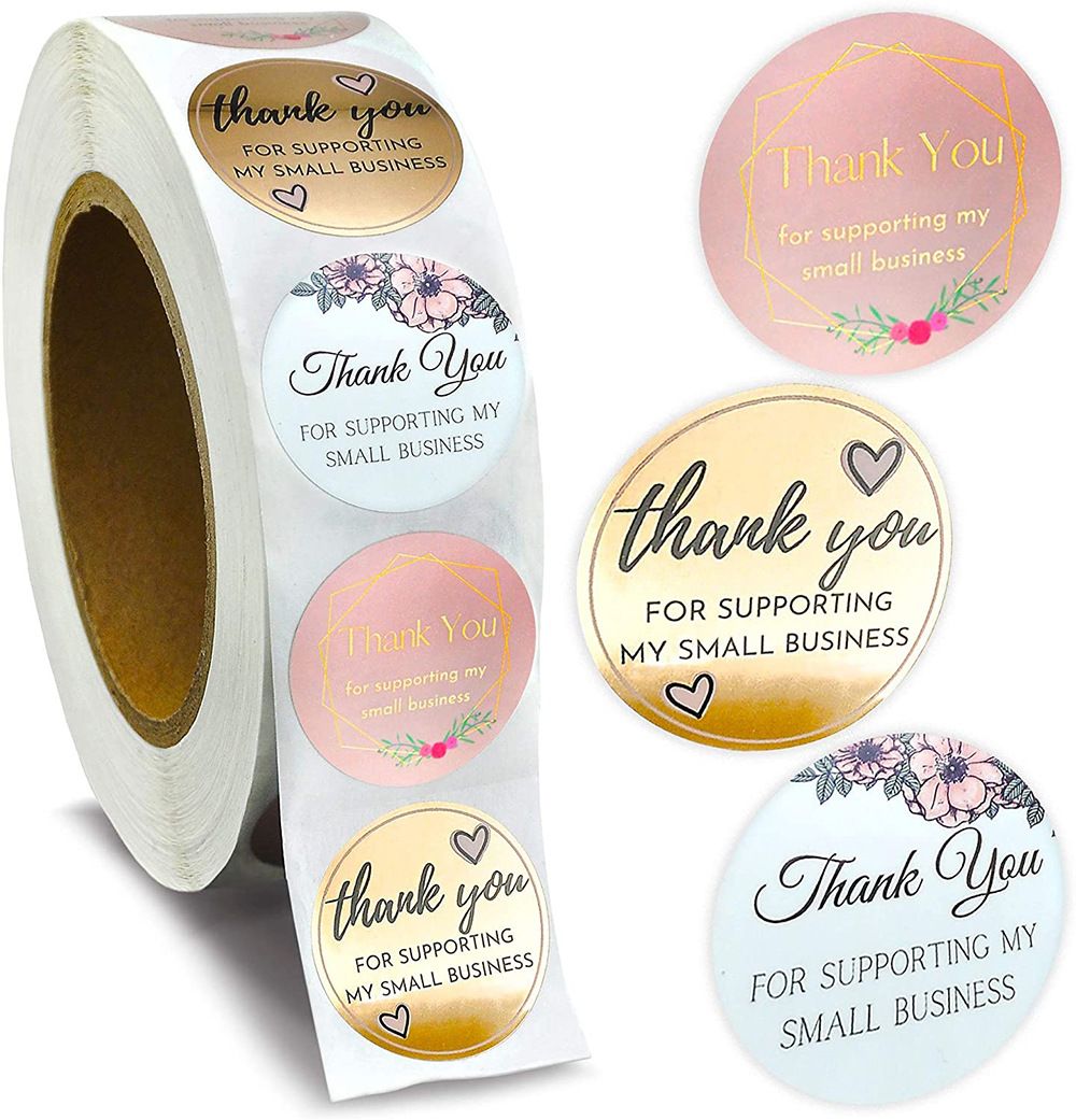 1 Roll, 500pcs 2.5cm Thank You Label Stickers Roll Cute Elephant Envelope Seals Stickers Adhesive 1inch Thank You Very Much C-370
