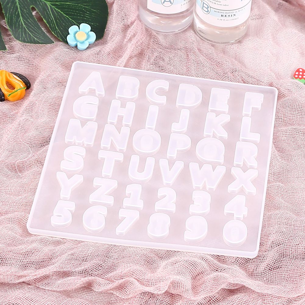 0-9 digital key ring earring pendant DIY handicraft casting tool resin mold English letter AZ epoxy resin silicone mold letter  C-346