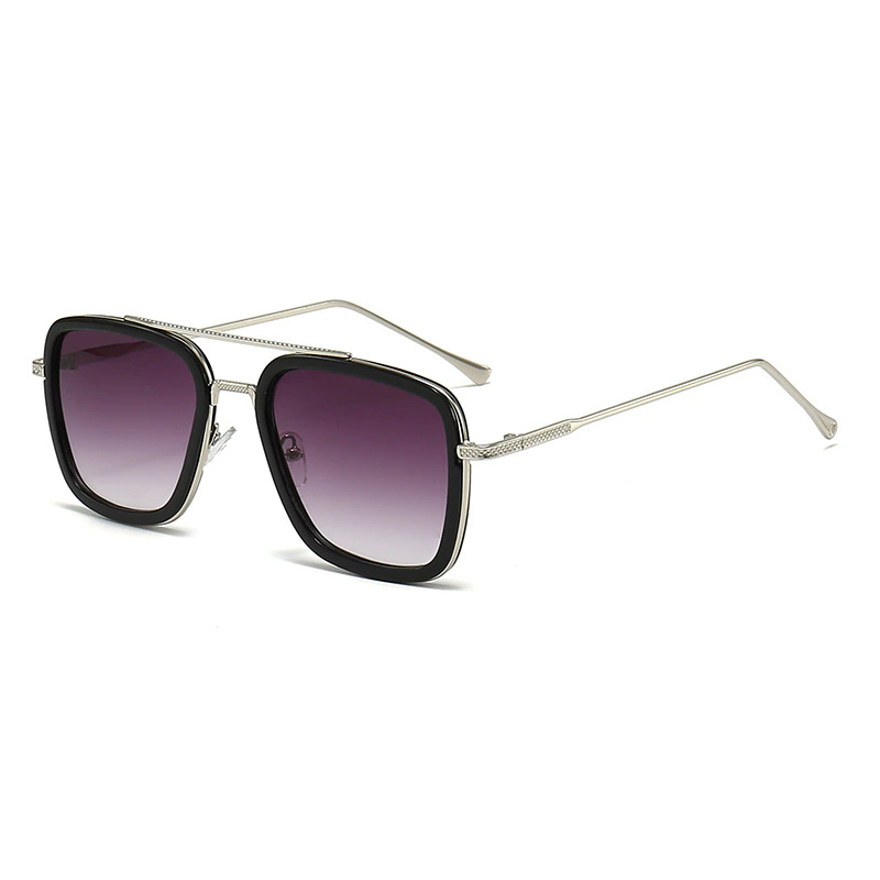 Retro Vintage Designer Steam Punk Pilot Sunglasses Iron Man 3 TONY Stark Sun Glasses Men Gothic Rossi Coating &  FZ-377