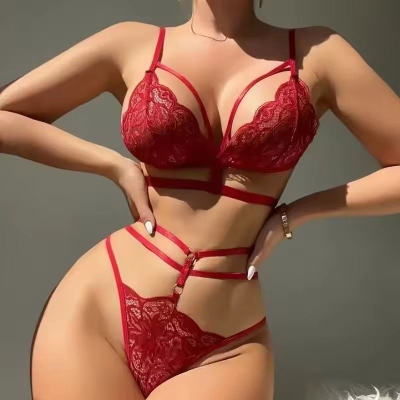 Erotic Bra Thongs Garters Set Women Lingerie Sexy Underwear Set Porn Sex Costumes Transparent Lace Babydoll Brassiere Panties FZ-425