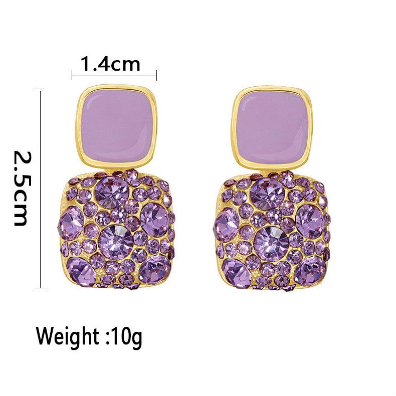 Trendy Purple Earrings S925 Silver Needle Personality Geometric Earrings Korea Temperament Earrings A-827