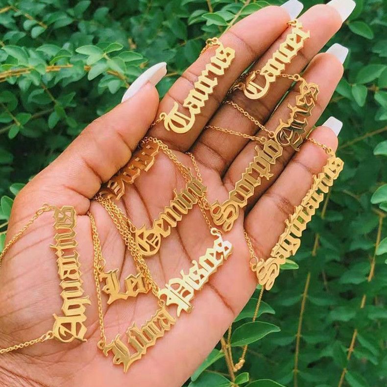 New Twelve Constellation Necklace Ancient English Letter Clavicle Necklace  A-967